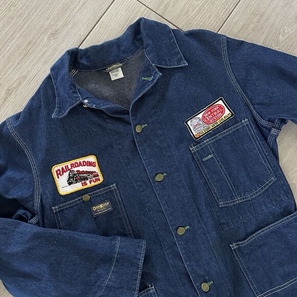 Vtg OshKosh B'Gosh Denim Chore Jacket 42R USA Union Made Sanforized Train Work - Picture 1 of 11